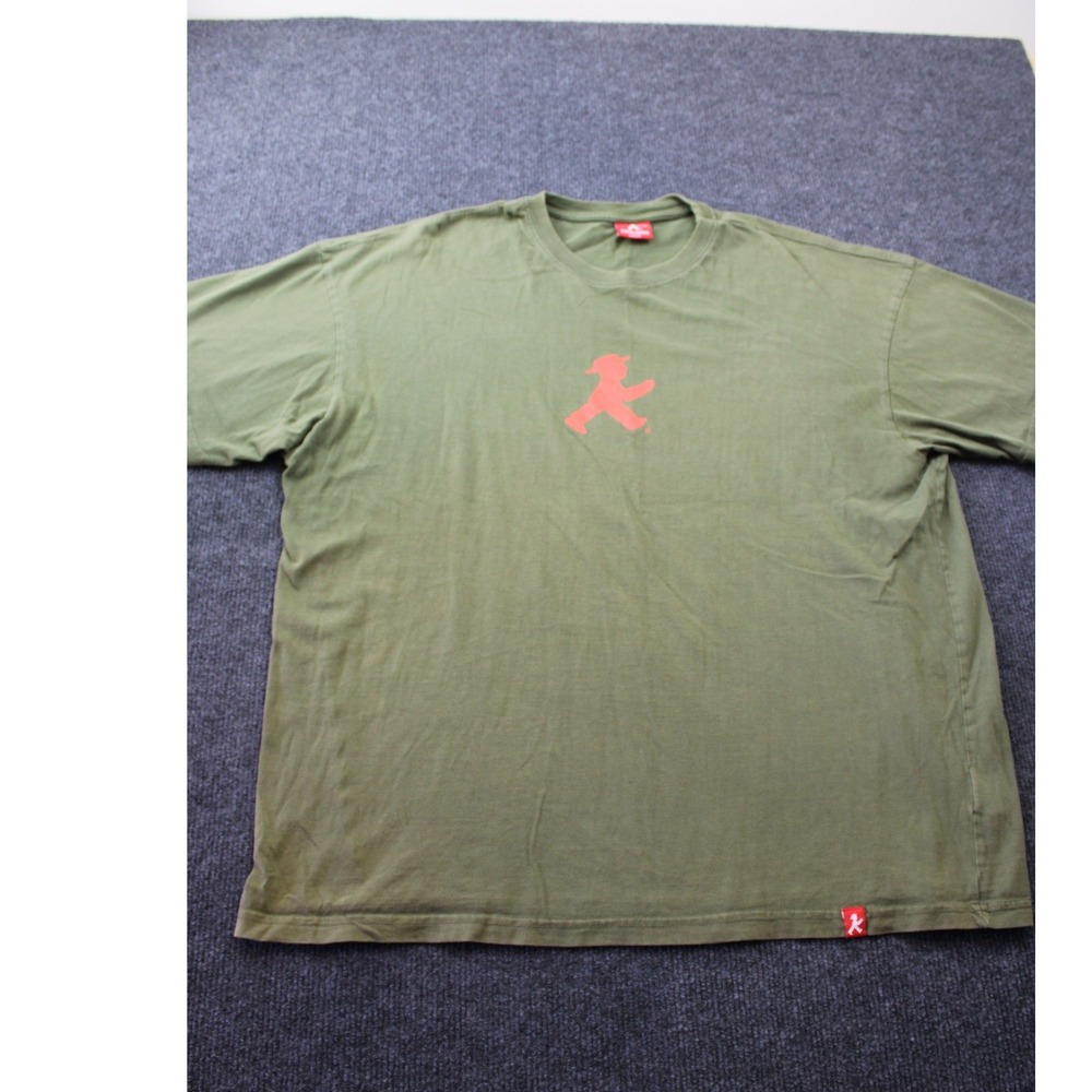Ampelmann Berlin Mens XXL Olive Green Graphic T-Shirt Red Walking Man Logo Tee